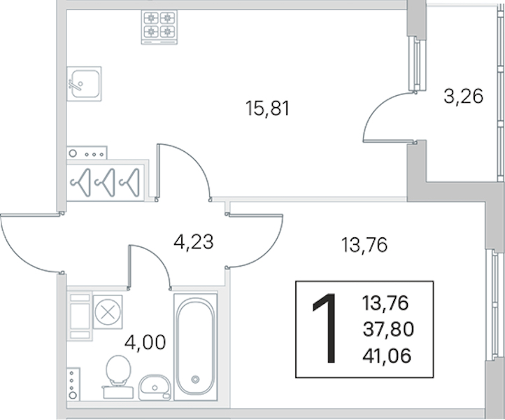 1-комнатная квартира 37.8 м², 2/4 эт., ЖК «Любоград в Стрельне»
